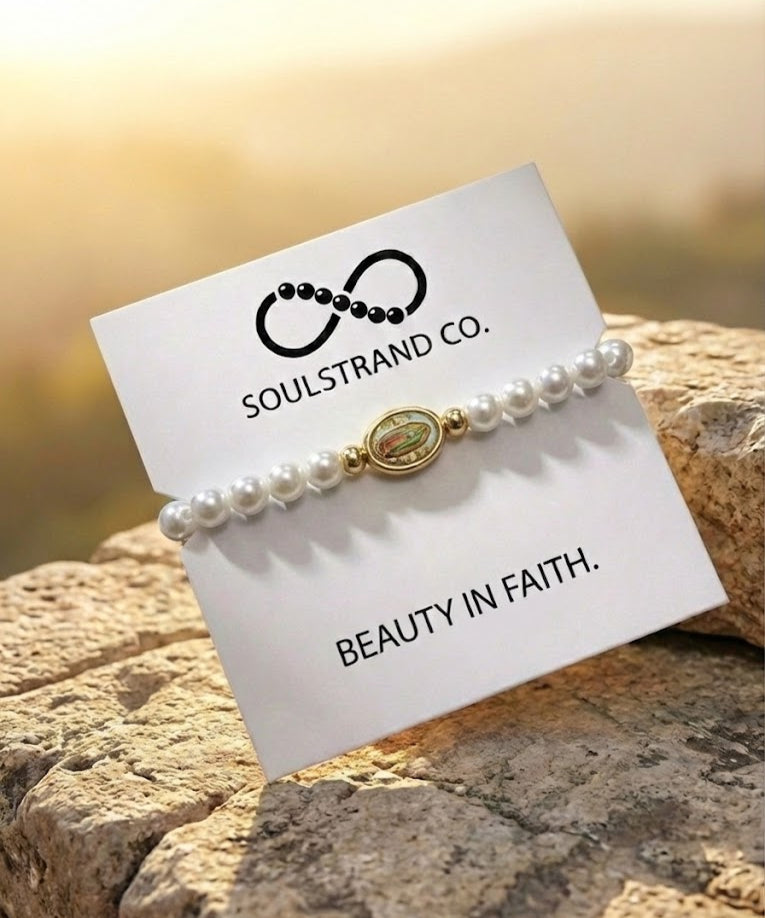 White Pearl Our Lady of Guadalupe Bracelet image 2